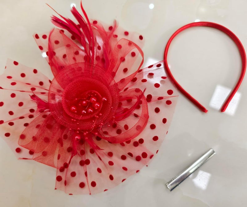 HIWIND Store Fascinators Hat Women Tea Party Headband Flower Cocktail Mesh Feathers Hair Clip Kentucky Derby Hat Wedding - Image 3